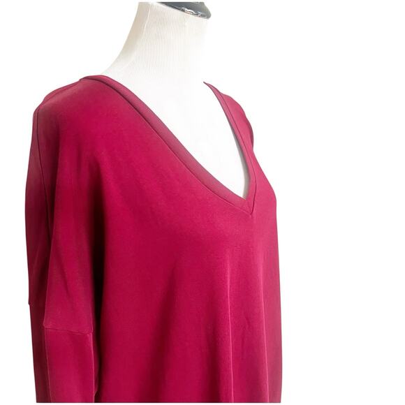 Express One Eleven Sweater Tunic Dress Maroon Size Large Deep V-Neck Minimalist - Picture 5 of 11
